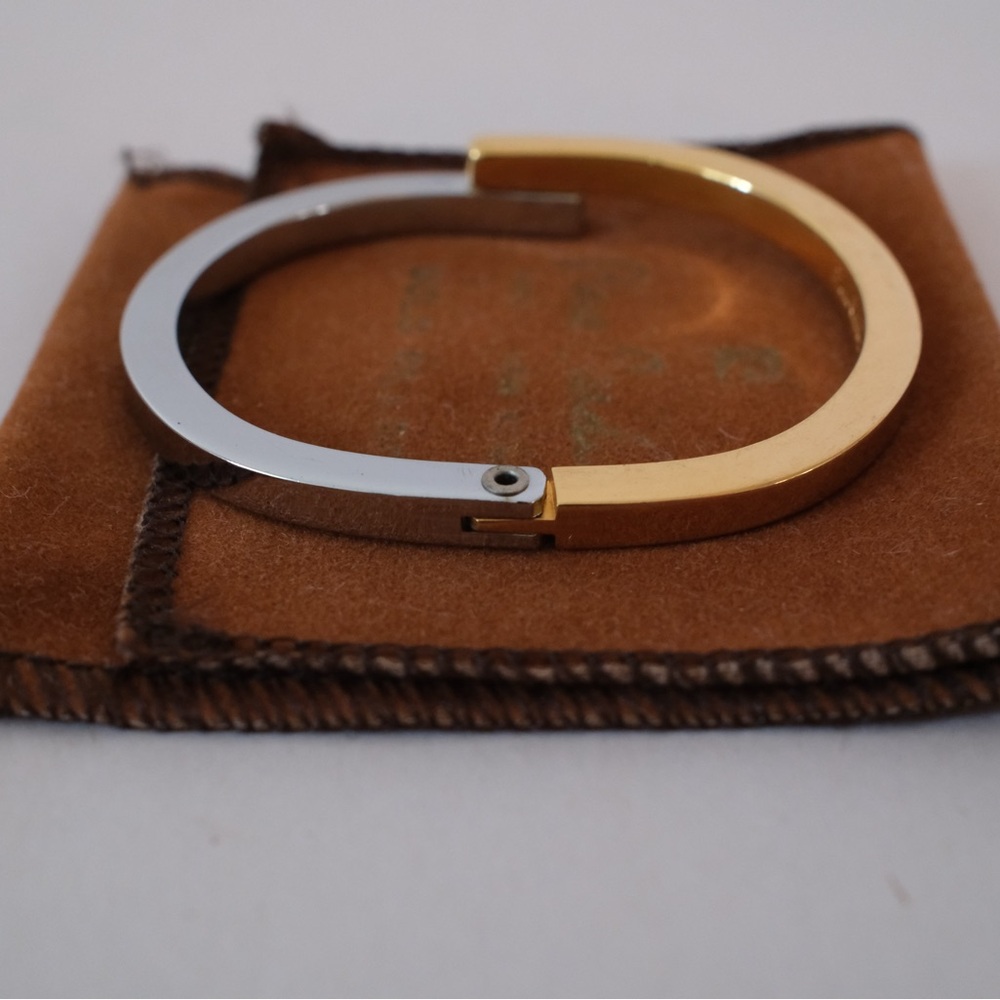 Vintage Pierre Cardin Gold Tone Hinged Bangle Bracelet